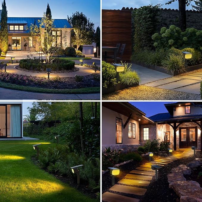 nipify Solar Spot Lights Outdoor Motion Sensor with 3 Modes, [ 2 Pack ] Solar Spotlights Outdoor Waterproof 2-in-1 Auto On/Off Landscape Lighting for Outside Yard Wall Garden Pathway, Warm White