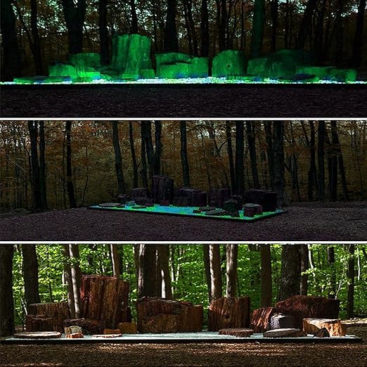 340pcs Glow in The Dark Garden Pebbles, Gardening Luminous Glow Stones Outdoor Decor Glowing Water Fish Tank Gravel (Blue Green)