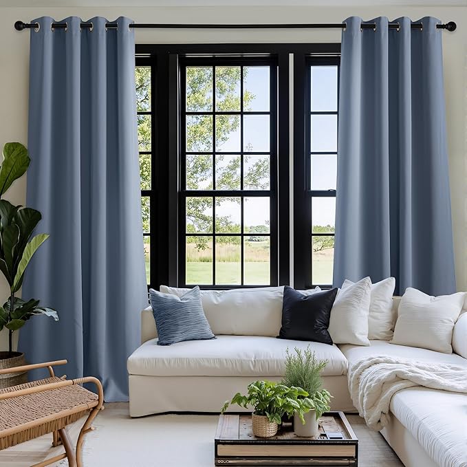 NICETOWN Stone Blue Energy Saving Drapes