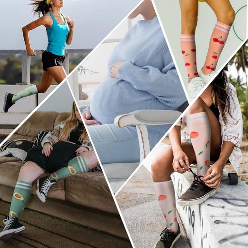 Fenglaoda Compression Socks - Support Circulation for Men & Women | 6 Pairs for Travel & Work