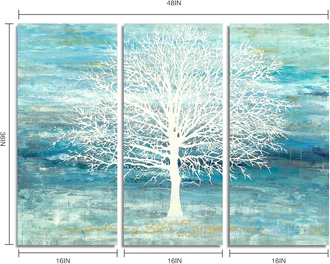 Yihui Arts Teal and Blue Canvas Wall Art