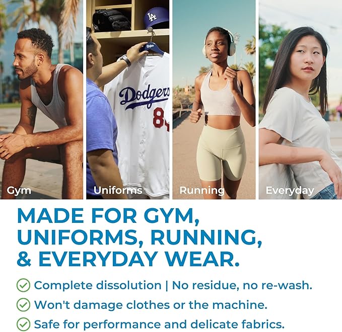 SWEAT X Original Activewear Laundry Detergent Liquid - Natural Washing Detergent for Activewear & Gym Clothes - Non Toxic Laundry Detergent for Sensitive Skin - Concentrated, 45 Loads (4 Bottles)