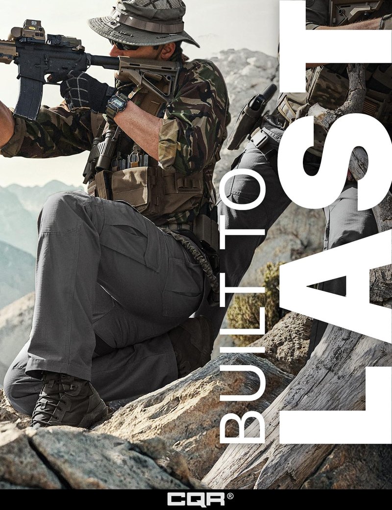 CQR Men's Tactical Pants, Water Resistant Ripstop Cargo Pants, Lightweight EDC Work Hiking Pants, Outdoor Apparel, Raider Charcoal, 44W x 32L