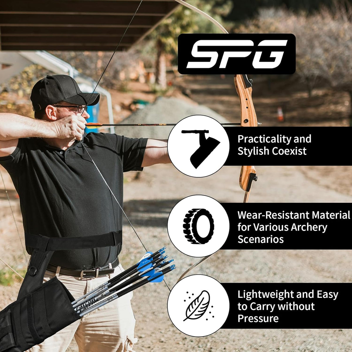 SPG Hip Quivers - Adjustable Molle System Arrow Holder for Compound & Recurve Bows | Ideal for Target Practice