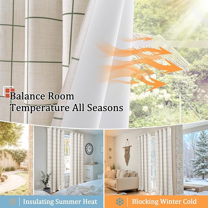 Lajode Plaid Patterned Curtains Thermal Insulated