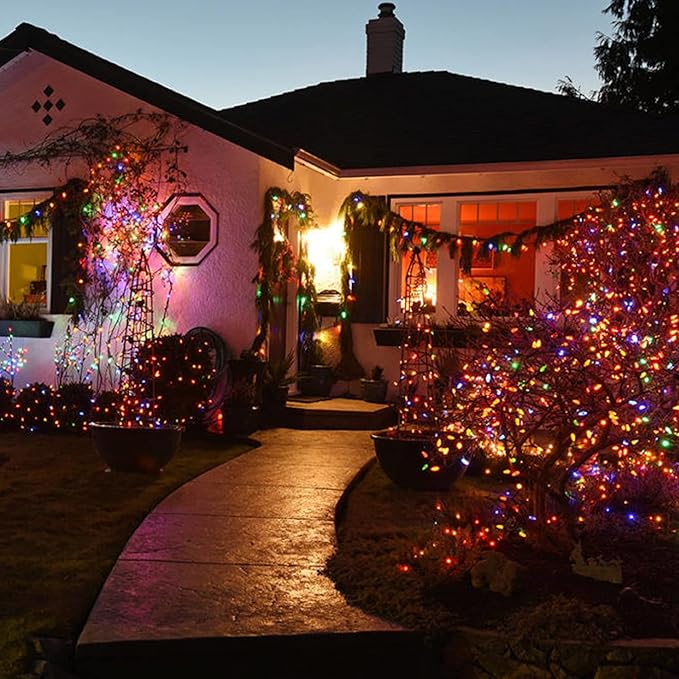 Multi Colored Christmas Lights, 2 Pack Total 40FT 200 Count Incandescent Christmas Mini Tree String Lights, Waterproof Christmas Decorations for Outdoor Indoor Xmas Home Party Garden Yard Decor