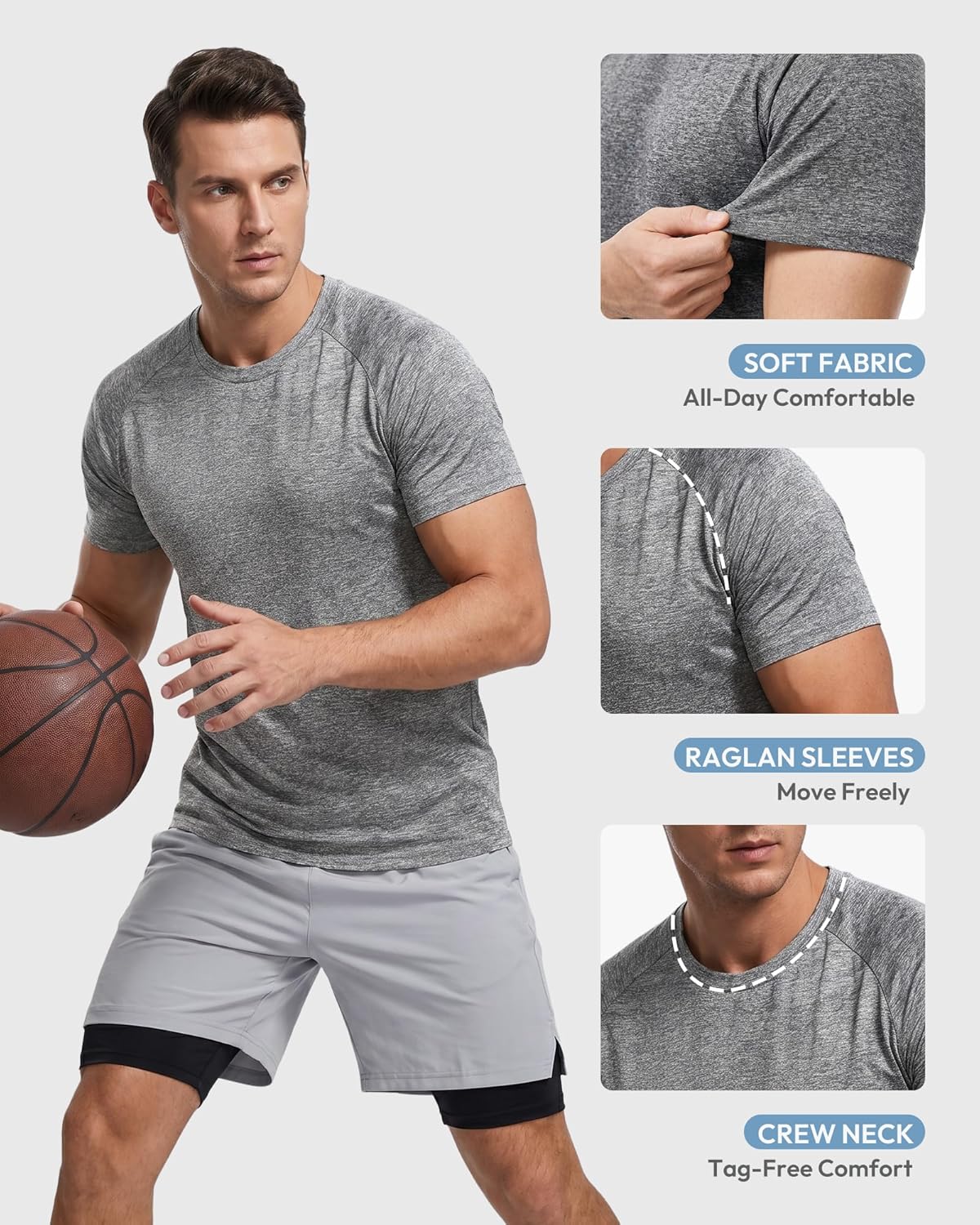 Skiennix Workout Shirts for Men - Short Sleeve Quick-Dry Athletic T-Shirt | Moisture-Wicking Performance