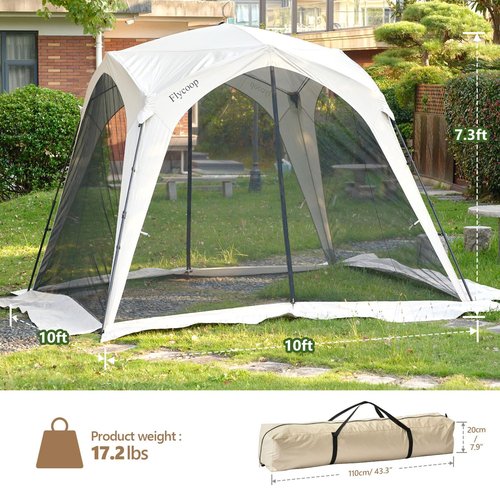 10x10 Screen Tents for Camping, 6-8 Persons Screen House with Mesh Doors and Carry Bag, 360° Ventilated & Bug Free for Backyard, Patio, Picnic, Outdoor Quick Setup Folding Insect