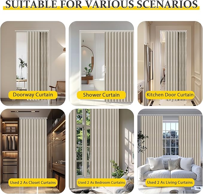 AJAZZ 100% Blackout Magnetic Door Curtain Accordion Doors Interior Accordion