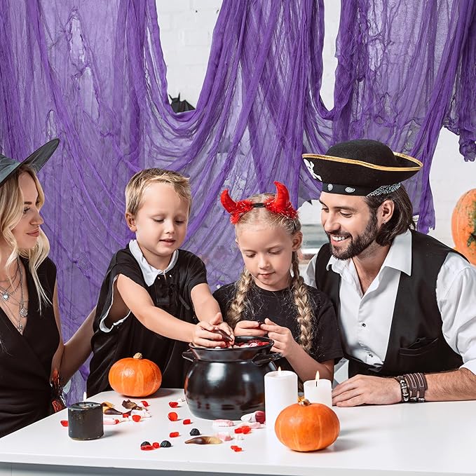 RunNico 197'' x 85'' Halloween Purple Scary Gauze, Purple Haunted House Creepy Cloth, Spooky Fabric Hanging Decoration for Horror Themed Party Supplies Indoor Outdoor Wall Yard Doorway Porch Decor
