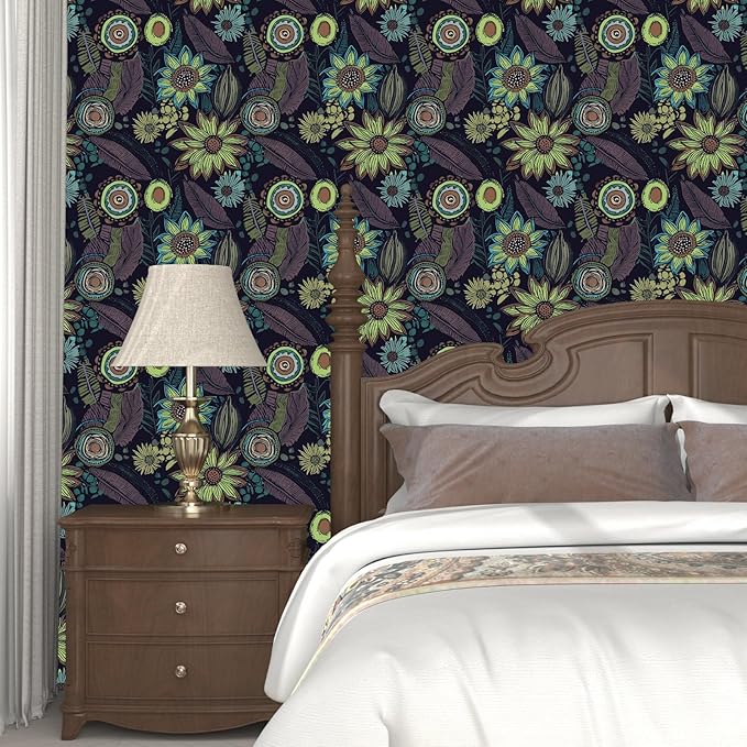 Vintage Boho Wallpaper Peel and Stick, Gothic Floral Contact Paper, Retro