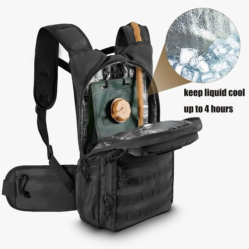 FRTKK Tactical Hydration Pack Lightweight Insulation Water Backpack Molle Hydration Backpack for Hiking, Running, Cycling, Climbing, Hunting, Fishing