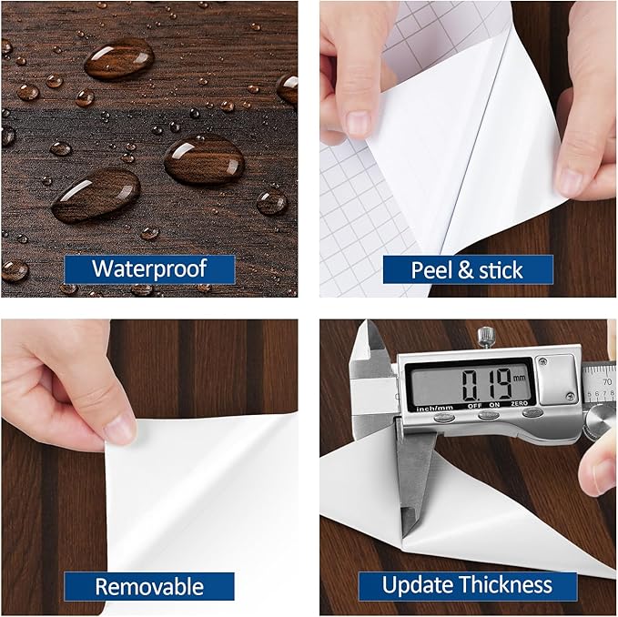 FunStick 16"x472" Brown Wood Slats Peel and Stick Wallpaper Waterproof Dark