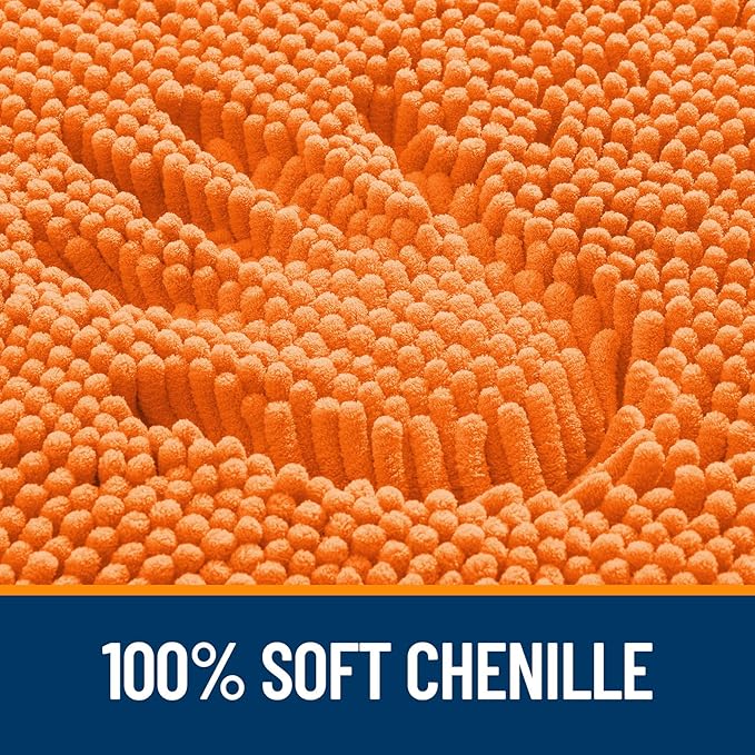 OLANLY Bathroom Rugs 44x24, Extra Soft Absorbent Chenille Bath Rugs, Rubber Backing Quick Dry, Machine Washable Bath Mats for Bathroom Floor, Tub and Shower, Home Decor Accessories, Orange