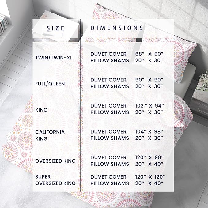 Kotton Culture 1 Pc King Size Duvet Cover Only -100% Egyptian Cotton Sateen 600 Thread Count Ultra Soft Premium Durable Comforter Cover Zipper Closure & Corner Ties (Mandala, King 102"x94")