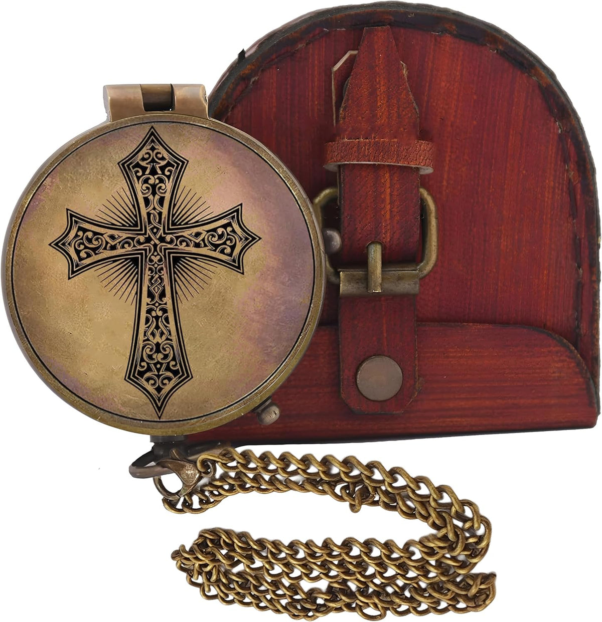 Regine Switzerland Personalized Keepsake Compass - Engraved Cross & Inspirational Message | Baptism & Confirmation Gift