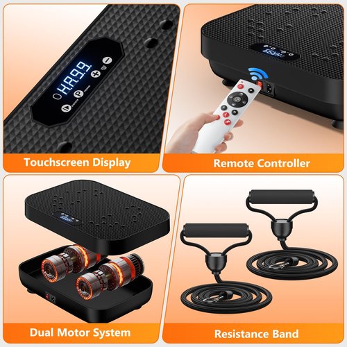 Vibration Plate Exercise Machine, 2025 Upgraded Fitness Vibrating Lymphatic Drainage Full Body Workout Shaker for Weight Loss, Featuring a 330 Lbs Capacity Vibrate Fitness Platform with 8 Modes