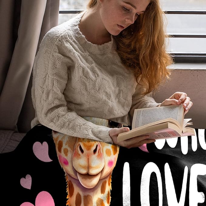 Just A Girl Who Loves Giraffes Blanket Lightweight Cozy Flannel Fleece Throw Blanket Best Gift Home Decor for Bed Couch Outdoor Camping 120"x90" King for Family