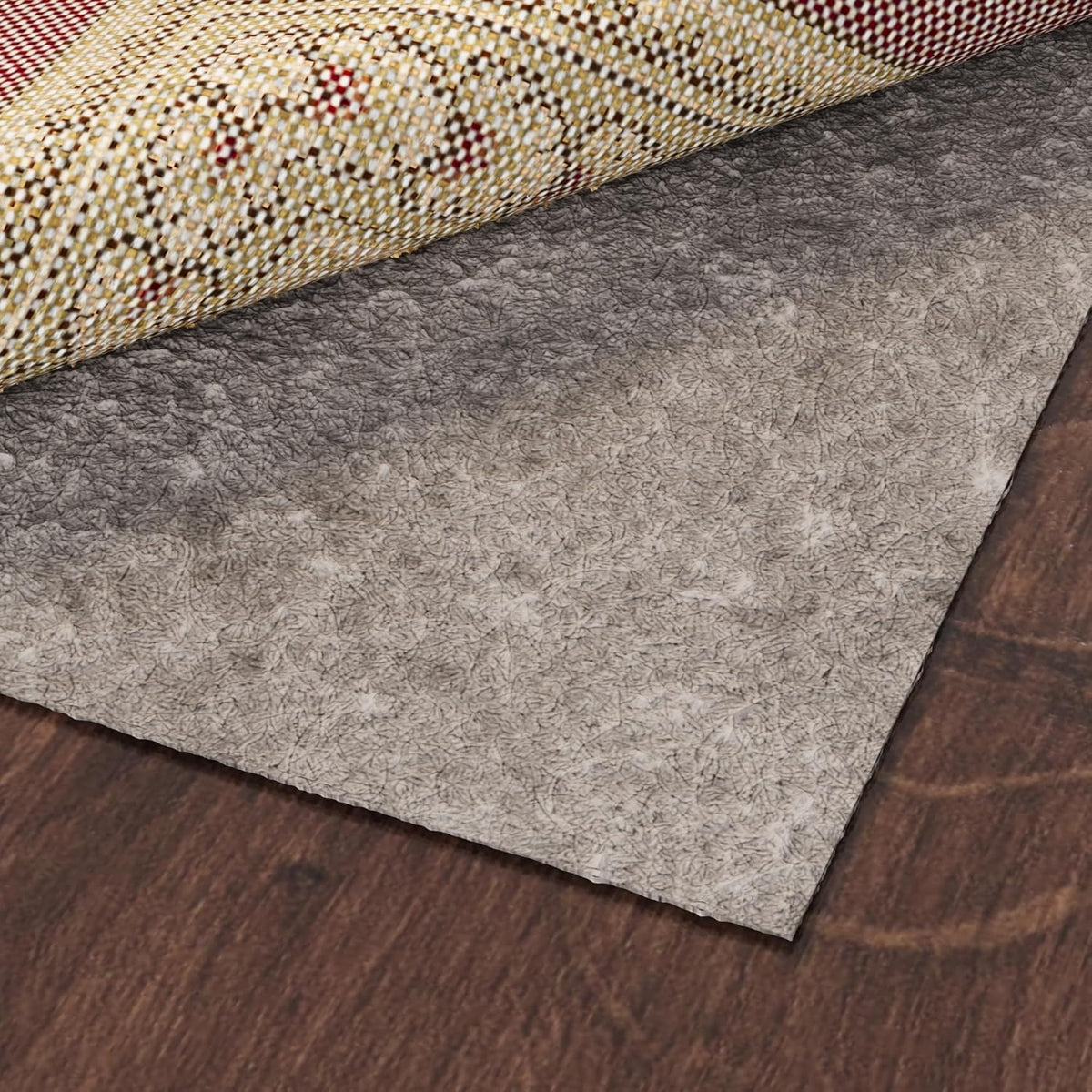 Ottomanson 3' x 5' Non-Slip Rug Pad Gripper 1/4 Inch Thick Dual Surface Felt + Rubber Gripper - Safe for All Floors, Brown
