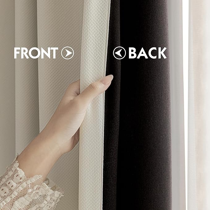 FMFUNCTEX 100% Beige Blackout Curtains