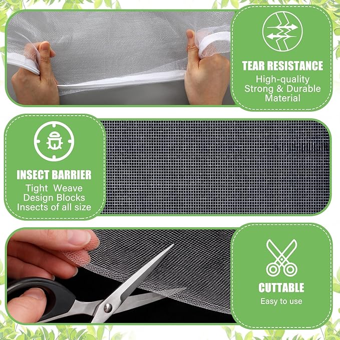 Garden Insect Netting for Raised Beds Extra Large Fruits Tree Netting Pest Barrier White Ultra Fine Mesh Row Bed Covers Net for Vegetable Fruit Protection from Insect Bird Animals(15 x 50 ft)