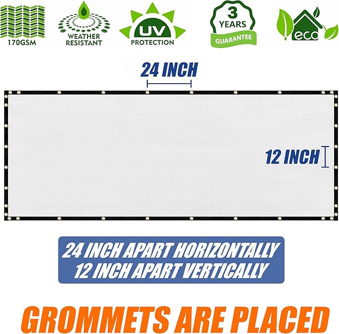Amgo Custom Made 3' x 97' White Balcony Privacy Screen, Apartment Porch Railing Patio Fence Windscreen Fabric Cloth, Heavy Duty, Commercial and Residential, 90% Blockage (We Customize)