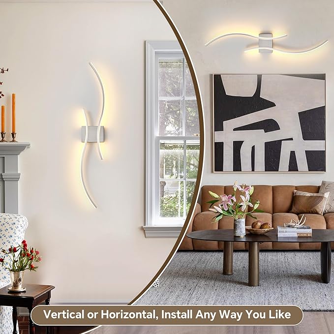 Battery Operated Wall Sconce Set of Two, Dimmable Modern LED Rechargeable Wall