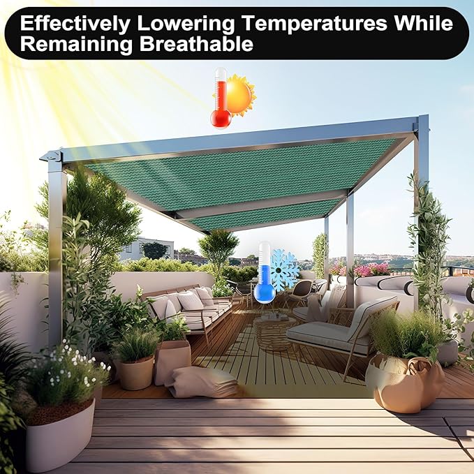 Artpuch 90% Sun Shade Cloth, 8 x 20 FT Pergola Shade Cover Canopy with Grommets, Sun Screen Fabric Tarp for Patio, Outdoor, Garden, Backyard, Green
