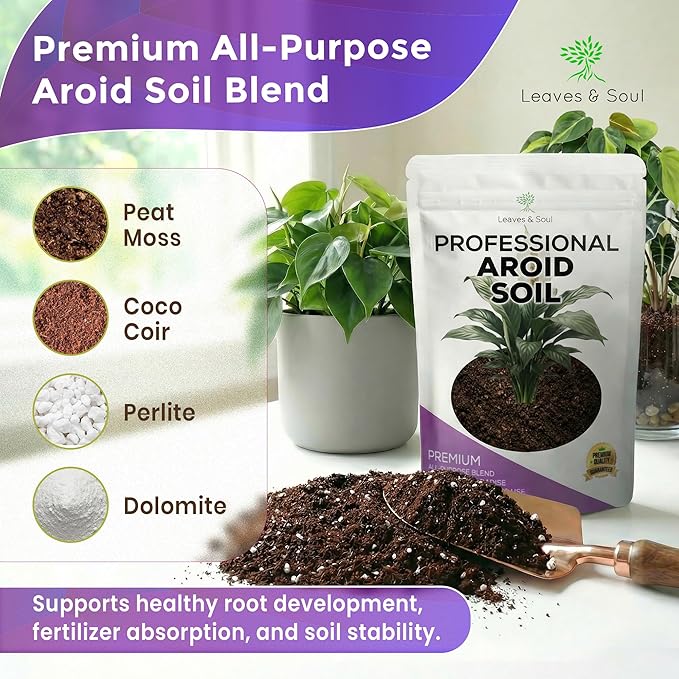 Professional Aroid Soil 8.2 Quarts Ready to Use, Premium Aroid Potting Mix for Indoor Plants, Peat Moss Coco Coir Perlite Dolomite, Well Draining Aroid Plant Soil Made in USA
