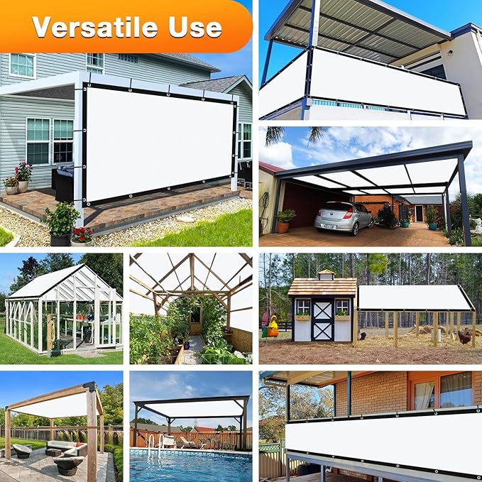 Artpuch Outdoor Pergola Shade Cover 9' X 12' Sun Shade Cloth with Grommets, 90% UV Protection Canopy Patio Privacy Screen (Customized Available) GN107, White
