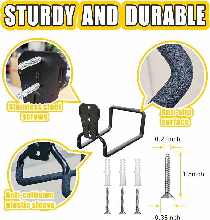 Heavy-duty rust-proof hose hooks for storing water pipes, hoses, cables, trimmers, ladders, buckets, tools | Wall-mounted high load-bearing capacity, non-slip hanger for homes, yards, and farms