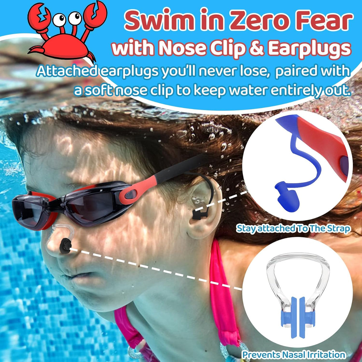 Vvinca Swim Goggles - Anti-Fog & UV Protection | No Leak Design for Kids Ages 3-15 (2 Pack)