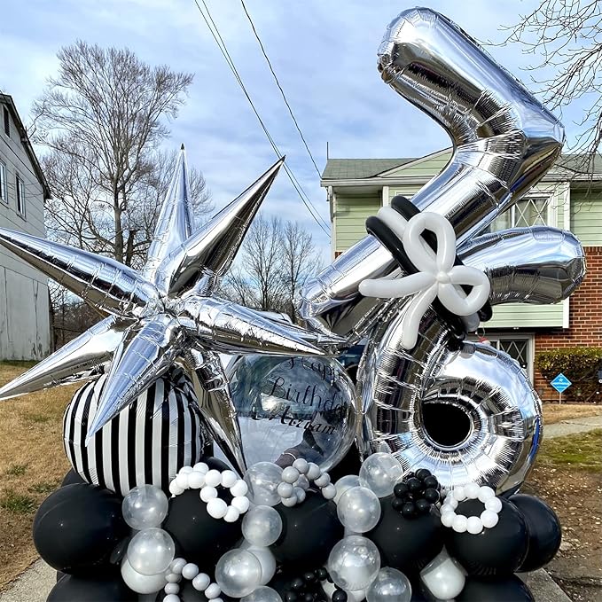 40" Silver Number 6 Balloon for Girls Boys, Large Self Inflating Helium Foil Number Balloons Set 0-9 for Women Men 6th 16th 60th Birthday Anniversary Wedding New Year Party Decorations Supplies