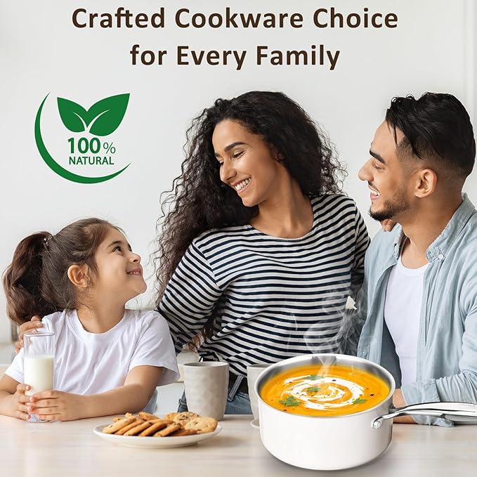 1.5 Quart Tri-ply Stainless Steel Saucepan with Glass Lid, Induction Sauce Pan Compatible with All Cooktops, Non-Toxic Sauce Pot with Stay Cool Handle, Oven & Dishwasher Safe