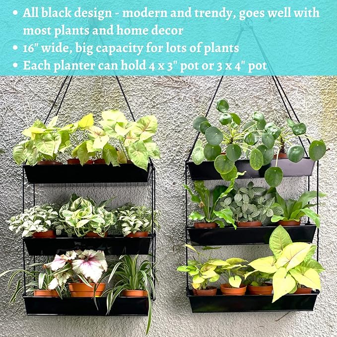 LaLaGreen 16 Inch Wall Mounted Tiered Planter