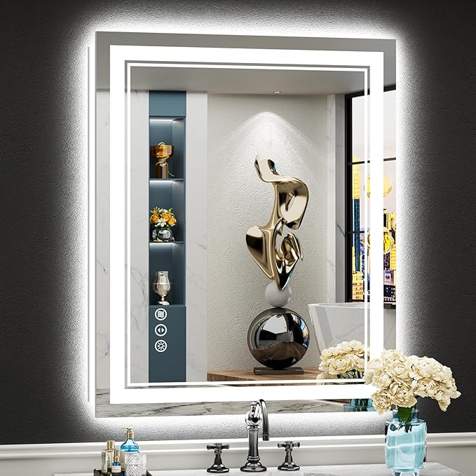 28x36 LED Bathroom Mirror with Lights, Backlit and Front Lit Anti-Fog Lighted