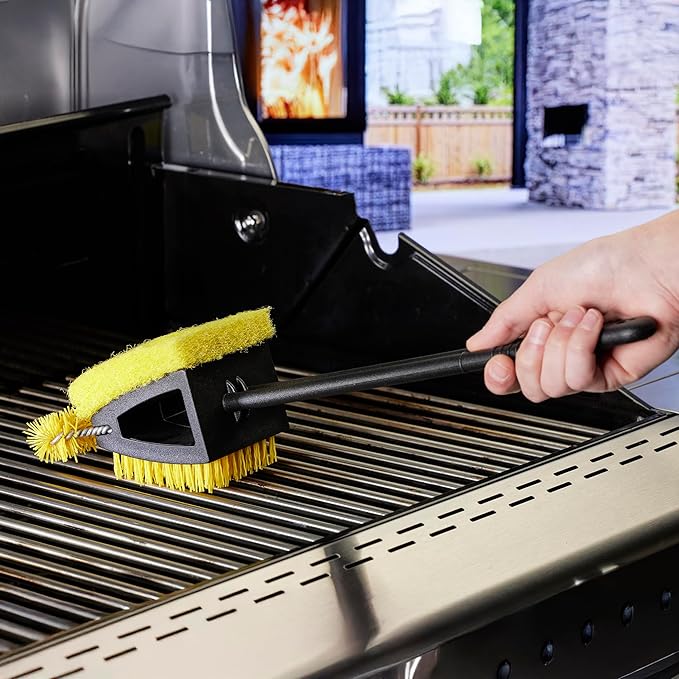 Mr. Bar-B-Q XL Triple Action Grill Brush and All in One Grill Cleaner Powered by Scrub Daddy