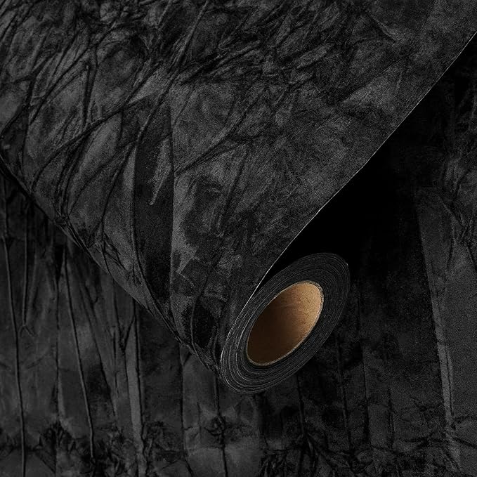 YENHOME 17.7"X393" Black Velvet Wallpaper Peel and Stick Soft Felt Fabric