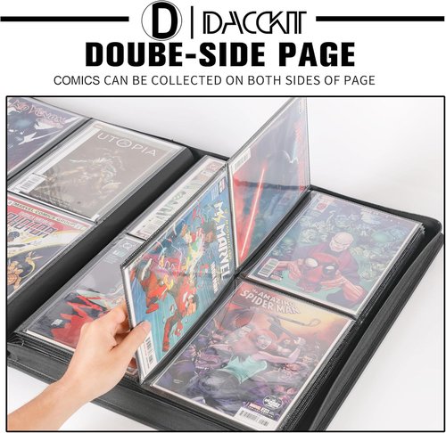 D DACCKIT Premium Comic Binder - Holds 96 Regular Comics with Sleeves | Classic White Storage Album