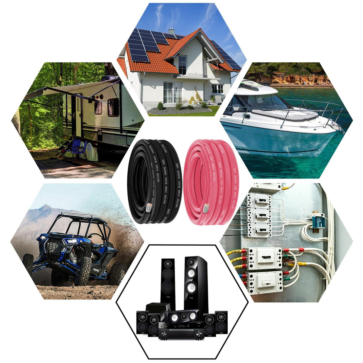 6 Gauge Marine Wire Include 6 AWG 15FT Red & 15FT Black,6 Gauge Marine Grade Wire Tinned Copper Oxygen-Free Boat Electrical Cable for Automotive/RV/Camper/Trailer Outdoor Use