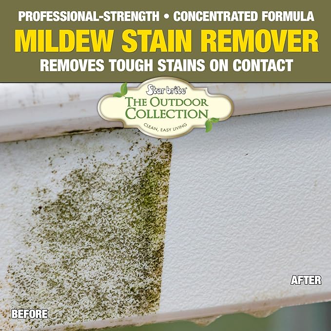 STAR BRITE O/C Mildew Stain Remover - Professional Strength, Quick-Acting, Multi-Surface Cleaner for Outdoor Furniture, Vinyl & Grout - 1 Gallon (054400)