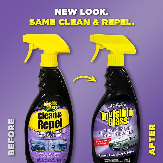 Invisible Glass 92184 Glass Cleaner + Rain Repellent 2-in-1 Windshield and Window Spray, Cleans Auto Glass, Repels Rain, Sleet, Snow, Improves Wet Weather Visibility ?€? 22 fl oz