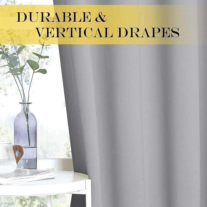 NICETOWN Silver Gray Sliding Door Curtains 108 inches Long