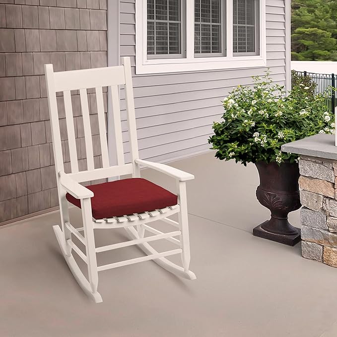 Arden Indoor/Outdoor Seat Or Rocking Chair Cushion, 19 x 18, Water Repellent, Rain Proof, Fade Resistant Cushion for Rocking Or Dining Chairs Ruby Red Leala