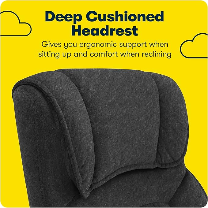 Serta® Hannah Executive Home Office Desk Chair, Ergonomic Mid-Back with Lumbar Support, Firm Seat Cushion, Layered Body Pillows, Padded Armrests, Swivel Base, Easy Assembly, Microfiber, Charcoal Gray
