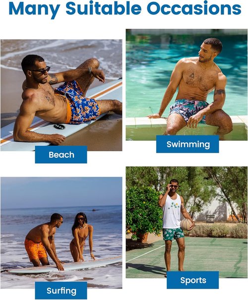 Maamgic Men's Swim Trunks - 2 in 1 7-Inch Board Shorts for Ultimate Comfort & Style