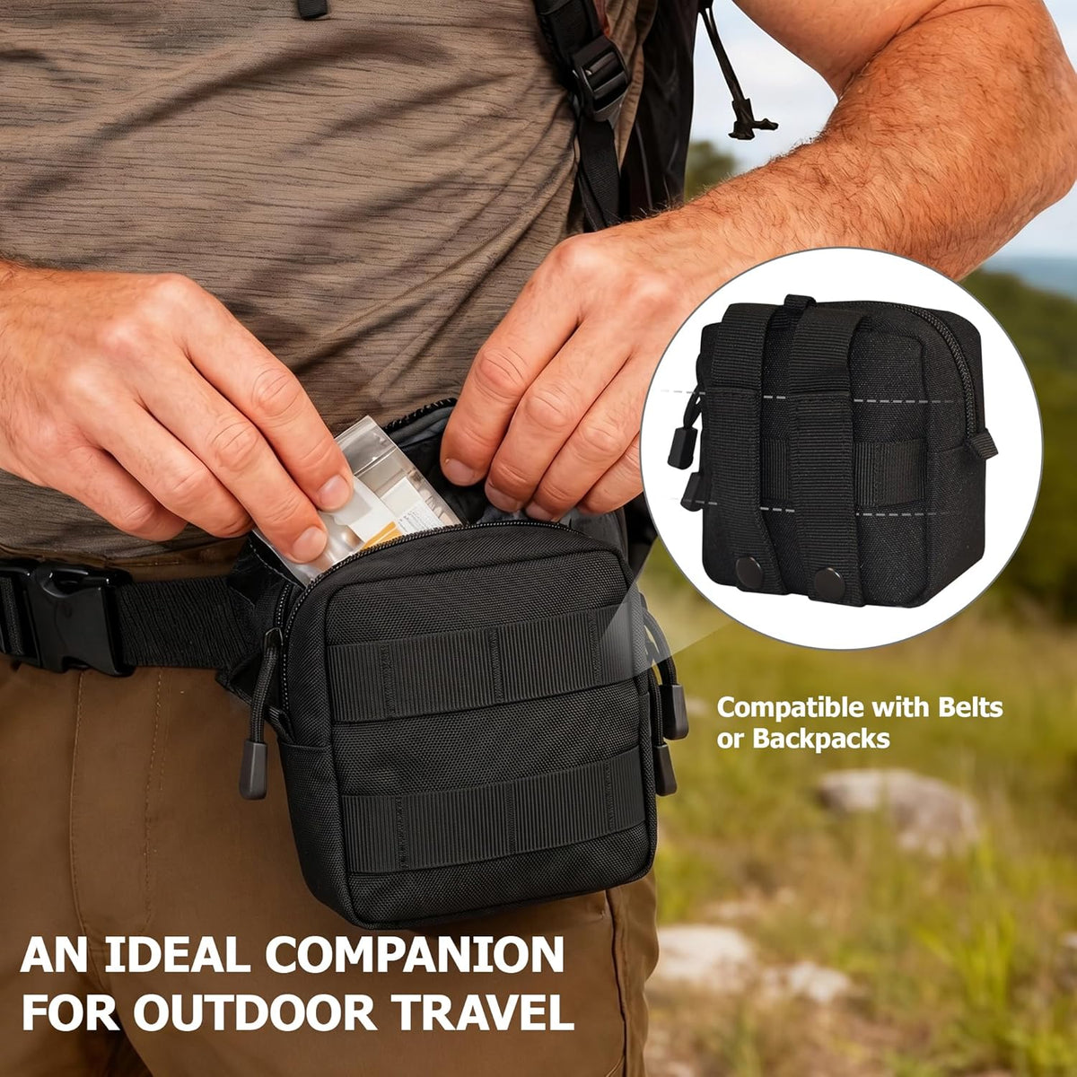 Skiennix Mini Tactical Molle Pouch - Compact Utility Tool Pouches | 2 Pack for Easy Organization