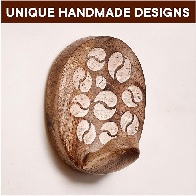 Indian Shelf 6 Lb- 3 Pieces Decorative Wood Adhesive Wall Hooks–Boho Peel and
