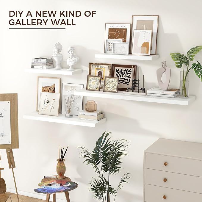 Venusmiles Floating Shelves for Wall 24 inch Long, Engineered Wood Wall Shelves