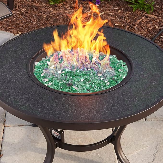 Mr. Fireglass 10 Pounds Fire Glass - 1/2 Inch High Luster Reflective Tempered Glass Rocks for Fireplace Fire Pit Table and Landscaping, Light Green